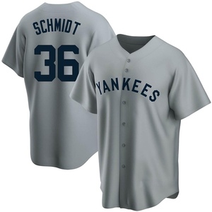 Men's New York Yankees Clarke Schmidt Replica Gray Road Cooperstown Collection Jersey