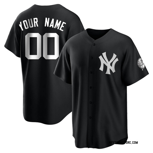 Big & Tall Men's New York Yankees Custom Replica White Black/ Jersey