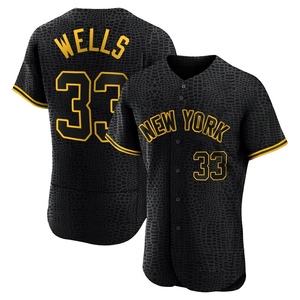 Men's New York Yankees David Wells Authentic Black Snake Skin City Jersey