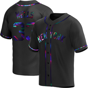 Men's New York Yankees David Wells Replica Black Holographic Alternate Jersey