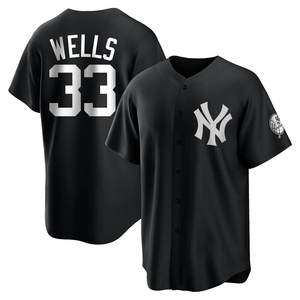 Men's New York Yankees David Wells Replica White Black/ Jersey