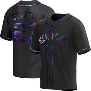 Men's New York Yankees Giancarlo Stanton Replica Black Holographic Alternate Jersey