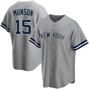 Men's New York Yankees Thurman Munson Mitchell & Ness Cream/Navy Throwback  1969 Authentic Jersey