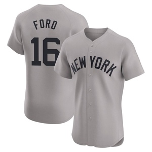 Men's New York Yankees Whitey Ford Elite White Gray Road Jersey