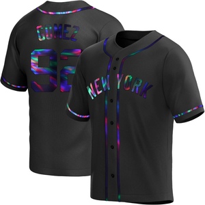 Men's New York Yankees Yoendrys Gomez Replica Black Holographic Alternate Jersey