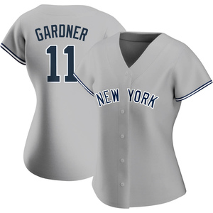 Women's New York Yankees Brett Gardner Authentic Gray Road Name Jersey