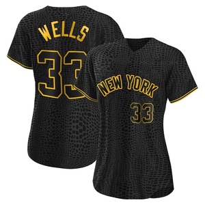 Women's New York Yankees David Wells Authentic Black Snake Skin City Jersey