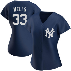 Women's New York Yankees David Wells Authentic Navy Alternate Team Jersey