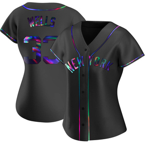 Women's New York Yankees David Wells Replica Black Holographic Alternate Jersey