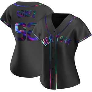 Women's New York Yankees Yoendrys Gomez Replica Black Holographic Alternate Jersey