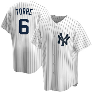 Youth New York Yankees Joe Torre Replica White Home Jersey